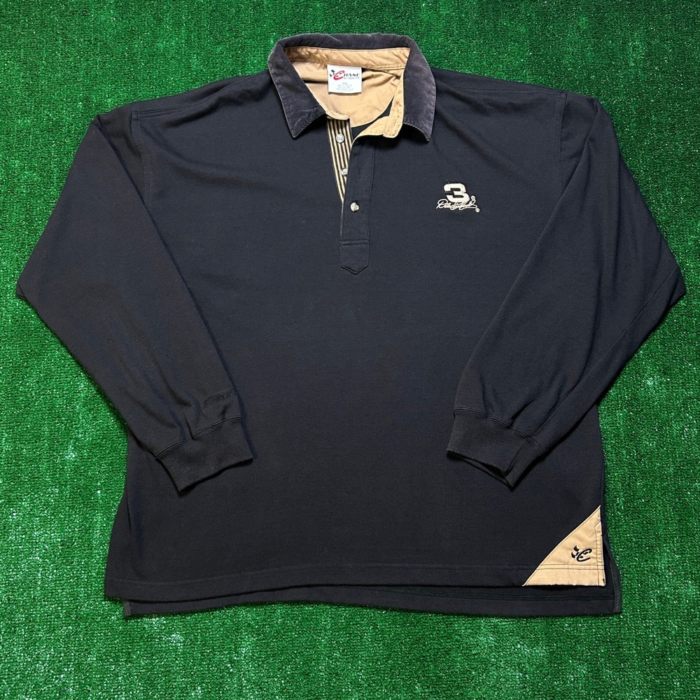 Vintage Dale Earnhardt Racing Polo Corduroy Neck Black XXL